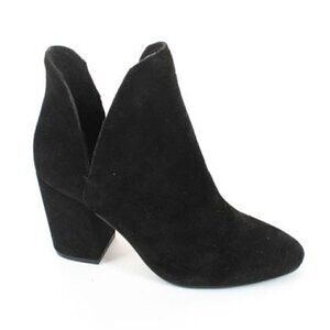Steve Madden Black Suede Ankle Boots Cut Out Rookie Chunky Block Heel Boots Sz 8